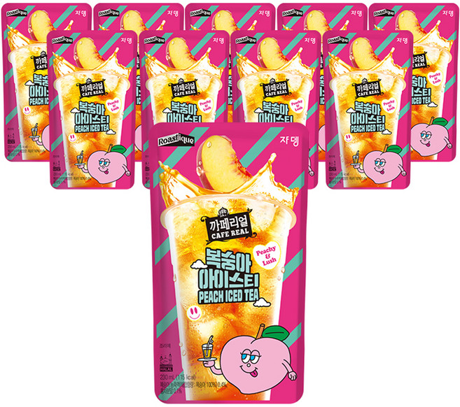 까페리얼 복숭아 아이스티, 230ml, 10개