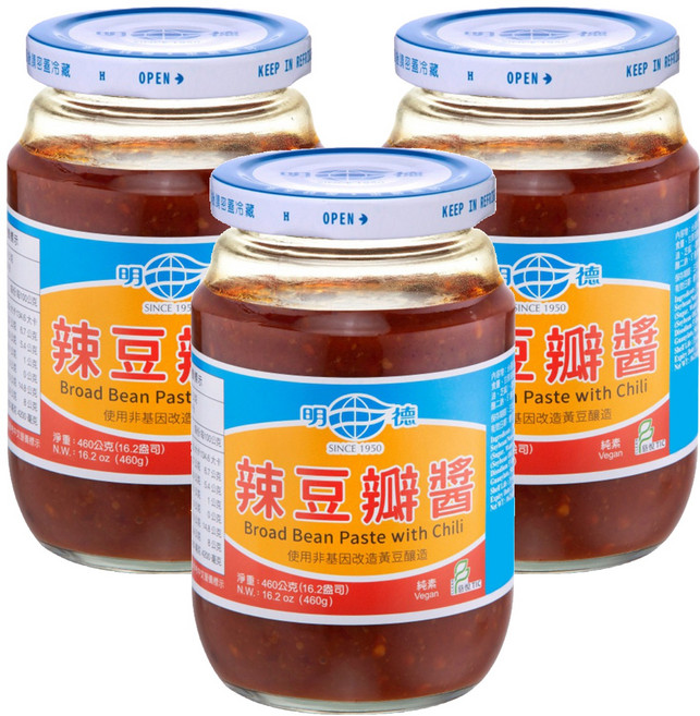 明德 辣豆瓣醬, 460g, 3罐