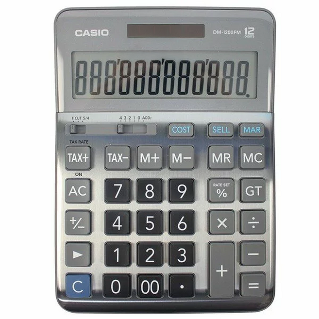CASIO 卡西歐 12位數雙電源稅率商用計算機 205.5 x 149.5 x 35.1mm 250g, 黑色, 1個