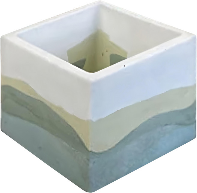 小水泥盆 油墨山嵐 白色 + 綠色 + 米色, 1個