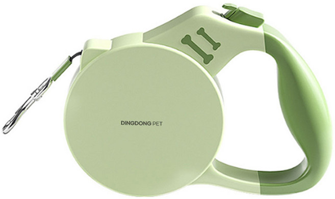 딩동펫 반려동물 파스텔 라운드 원터치 반사 자동 리드줄, 그린, 1개