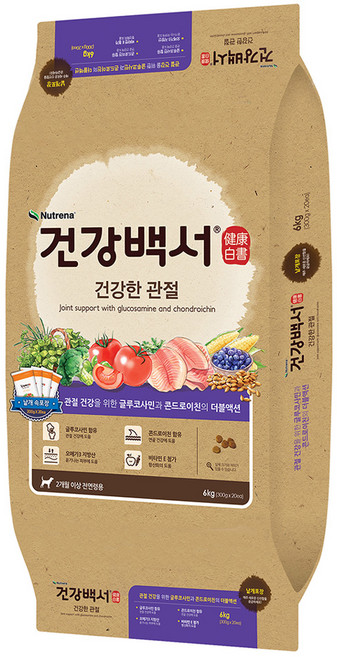 뉴트리나건강백서 강아지 기능성 사료, 뼈/관절강화, 6kg, 1개