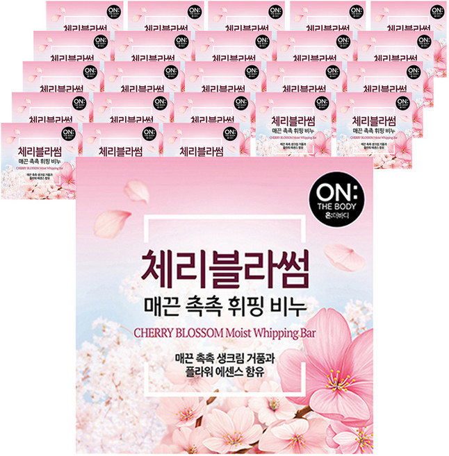 온더바디 플라워 휘핑 비누 체리블라썸, 90g, 24개입