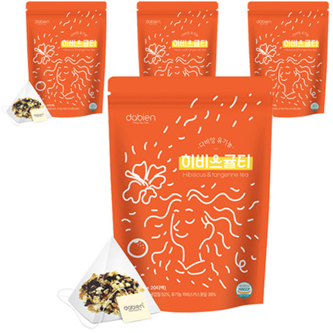 다비앙 유기농 히비스커스 귤티, 2g, 4개, 20개입