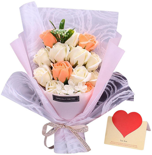 Mass 生活好物 浪漫香氛玫瑰永生花禮盒, 小清新奶白