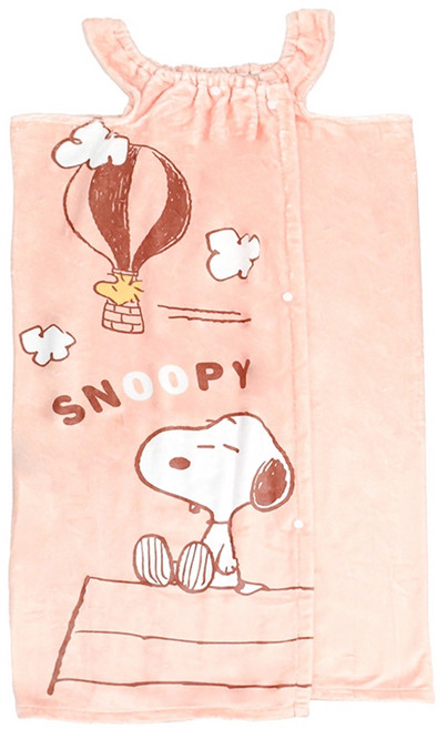 MORINO 摩力諾 SNOOPY超細纖維高質感印花浴裙 SN514, 熱氣球 粉色, 1件