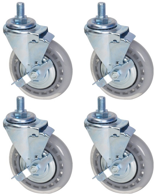 월드크린 무소음 회색 바퀴 볼트 브레이크형, 4개