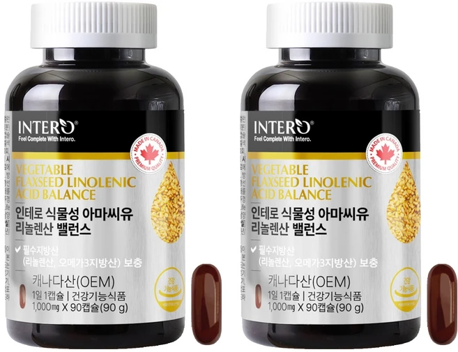 인테로 식물성 아마씨유 리놀렌산 90g, 2개, 90정 - 쿠팡