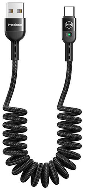 맥도도 코일 C타입 고속충전 케이블, 1.8m, 블랙, 1개