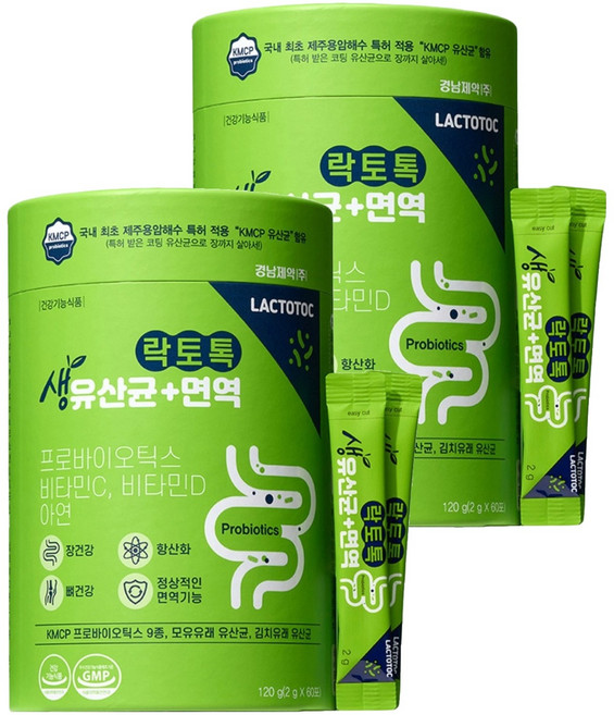 경남제약 락토톡 생유산균 면역 60포, 120g, 2개