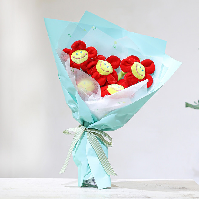 아스파시아 조화 소피 스마일 꽃다발, 레드, 1개