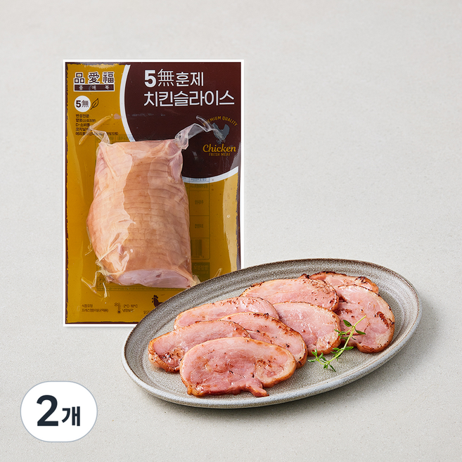 품애복 5무 훈제치킨 슬라이스 1~2인분, 200g, 2개