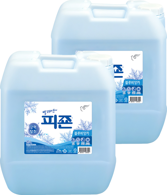 피죤 레귤러 섬유유연제 블루비앙카 본품, 20L, 2개