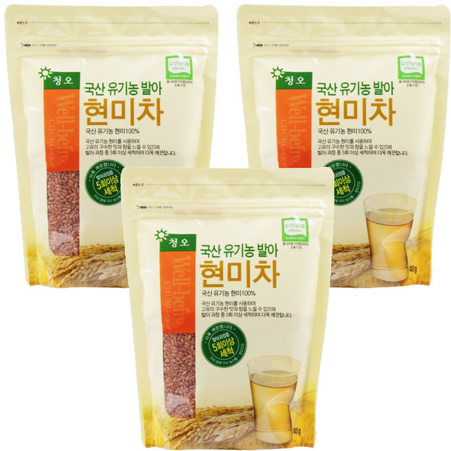 청오건강 유기농 발아 현미차 알곡, 400g, 1개입, 3개