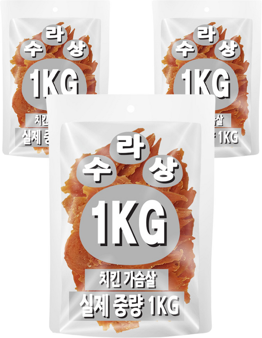 아이핏코리아 강아지 수라상 건조간식, 닭가슴살, 1kg, 3개