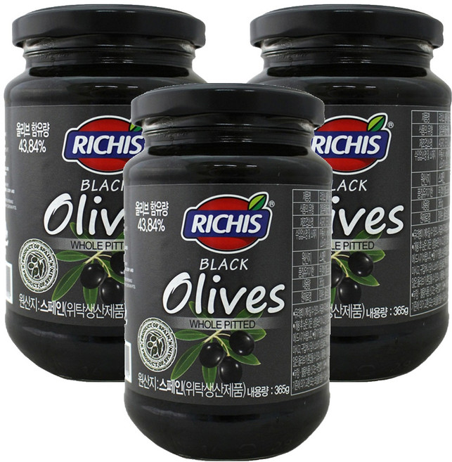 리치스 블랙올리브 병, 365g, 3개