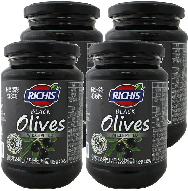 리치스 블랙올리브 병, 365g, 4개