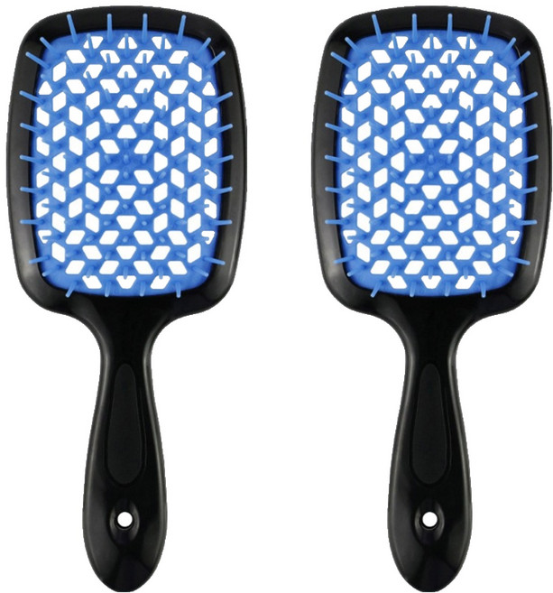 리빙홈디테일 볼륨 헤어브러쉬, 블랙핸들 + 다크블루, 2개