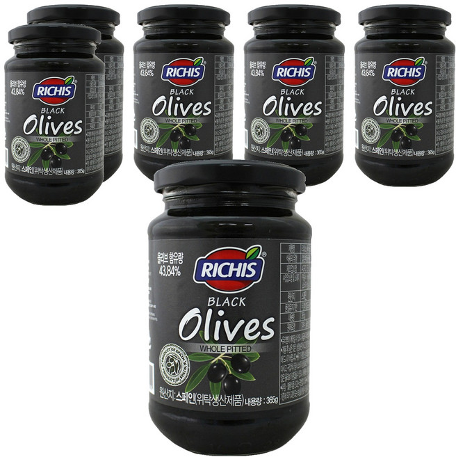 리치스 블랙올리브 병, 365g, 6개