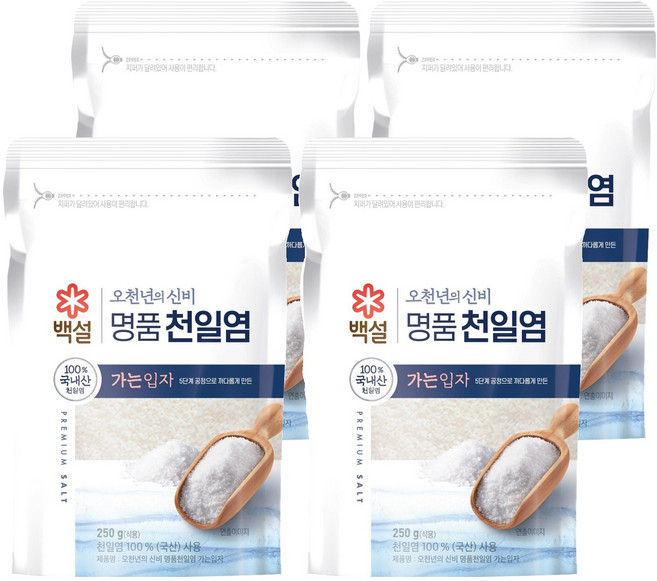 백설 오천년의 신비 가는입자 천일염, 4개, 250g