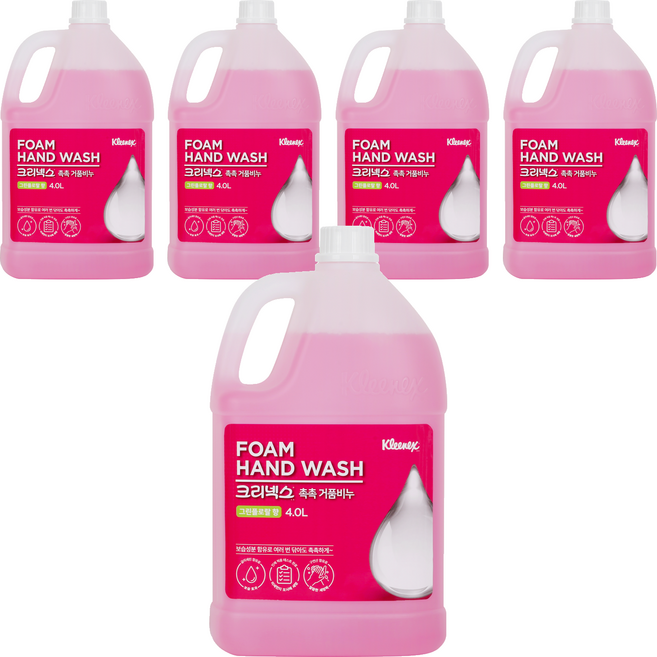 크리넥스 촉촉 거품비누 그린플로랄향, 4L, 5개
