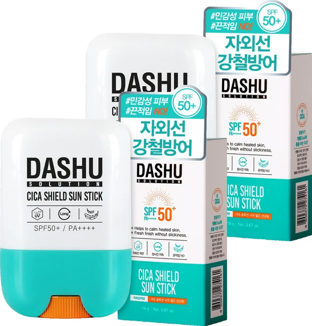 다슈 솔루션 시카 쉴드 선스틱 SPF50+ PA++++, 19g, 2개 - 쿠팡