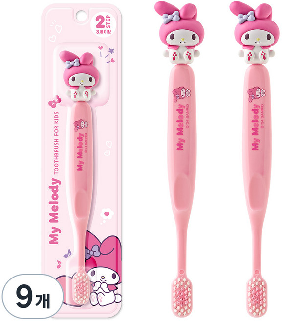 아텍스 산리오캐릭터즈 피규어 유아 칫솔 STEP2, 혼합색상, 1개입, 9개