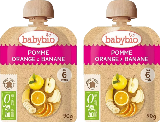 babybio 生機蘋果香橙香蕉纖果泥, 蘋果香橙香蕉, 90g, 2包