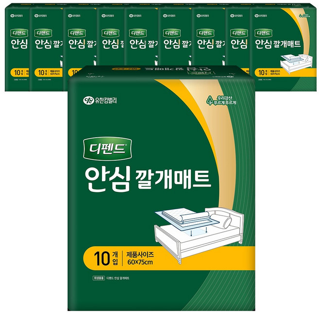 디펜드 남녀공용 안심 깔개매트, 10개입, 10개