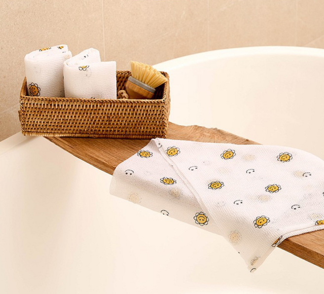 샤바스 데일리 스마일 샤워타월, 옐로우, 3개입, 1개