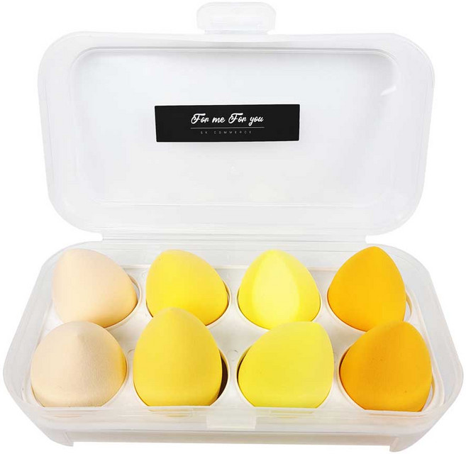 파스텔 물방울 퍼프 8종 세트, 옐로우, 1세트