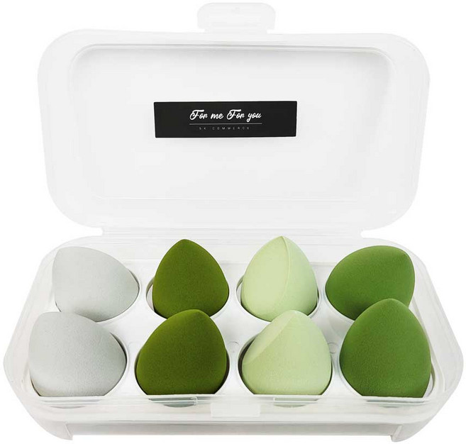 파스텔 물방울 퍼프 8종 세트, 그린, 1세트