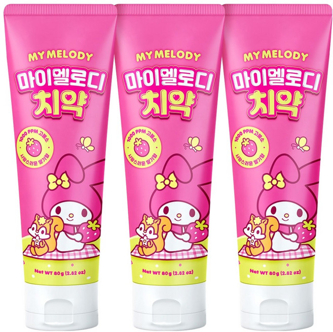 아텍스 마이멜로디 고불소 딸기향 치약, 80g, 3개