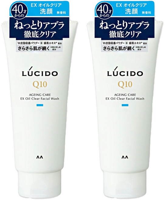 LUCIDO 倫士度 Q10男士去油洗面乳 EX 油脂清潔 無香料 溶解除油, 130g, 2條
