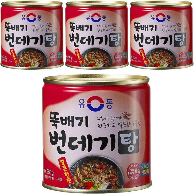 유동 뚝배기 번데기탕 얼큰한 맛, 280g, 4개
