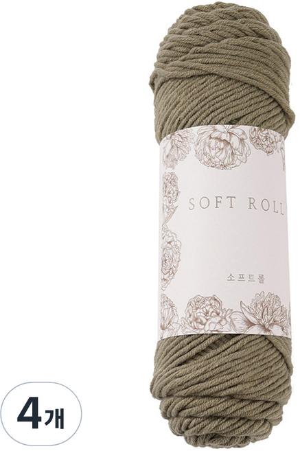 청송뜨개실 소프트롤 뜨개실 100g, 08 카키베이지, 4개