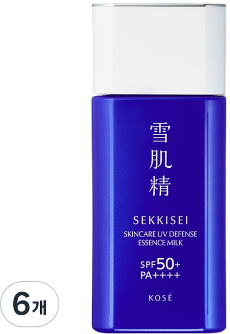 세이키세 스킨케어 유브이 디펜스 에센스 밀크 자외선 차단제 SPF50+ PA++++, 60g, 6개