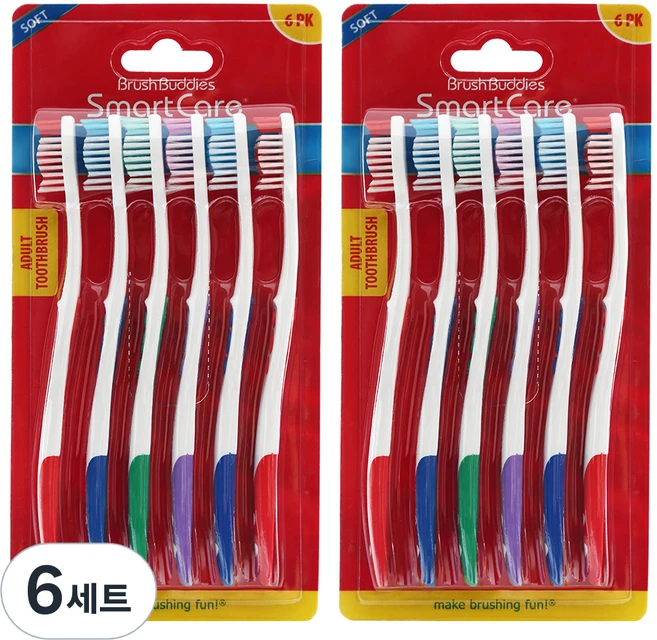 브러쉬버디즈 스마트케어 칫솔, 6개입, 6세트 - 쿠팡