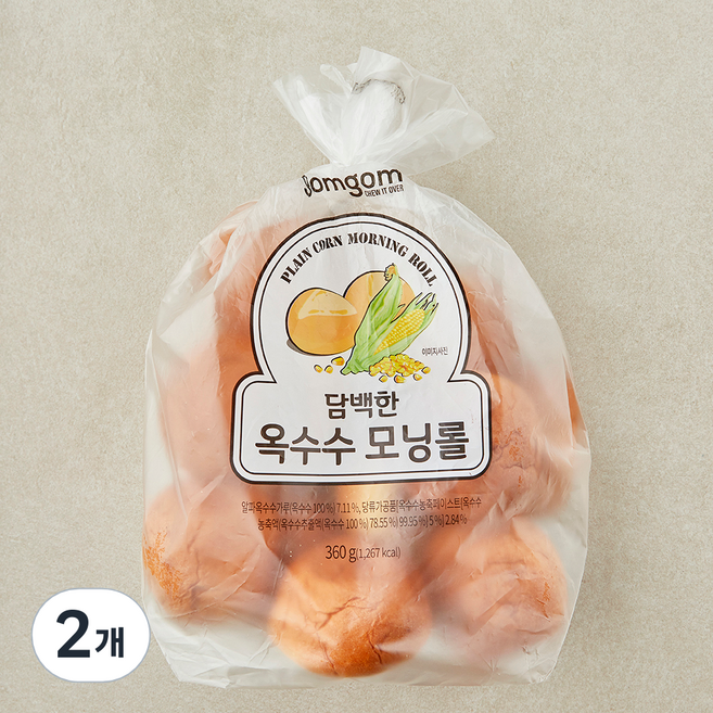 곰곰 담백한 옥수수 모닝롤, 360g, 2개