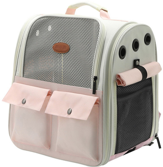 딩동펫 반려동물 키치메쉬 이동가방 백팩, 핑크, 1개
