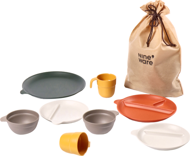 NIneware Foret系列 野營餐具雙人組 + 收納袋, 1組, 多色