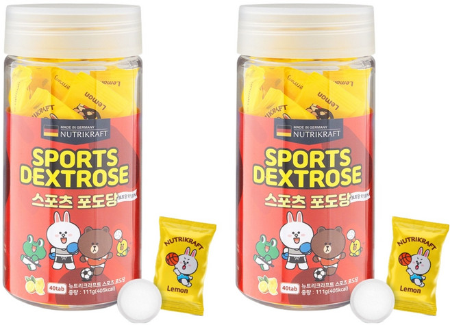 뉴트리크라프트 스포츠 포도당 캔디, 111g, 2개