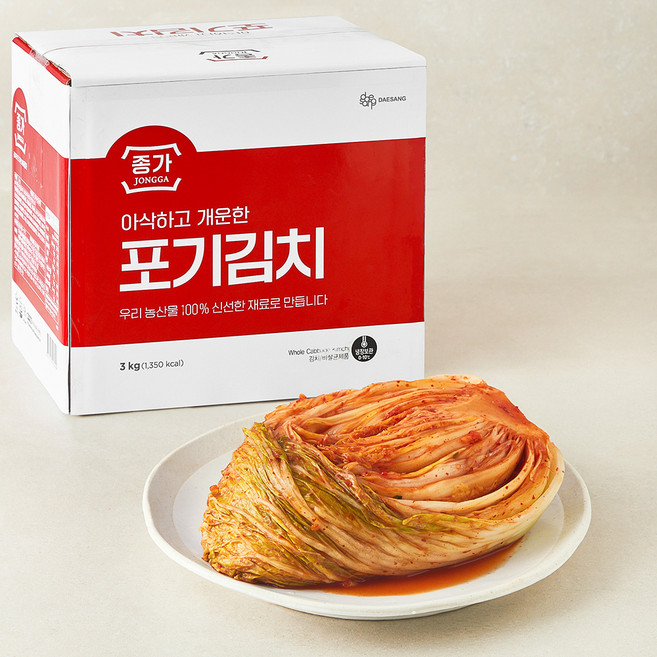 대상 종가 아삭하고 개운한 포기김치, 3kg, 1개