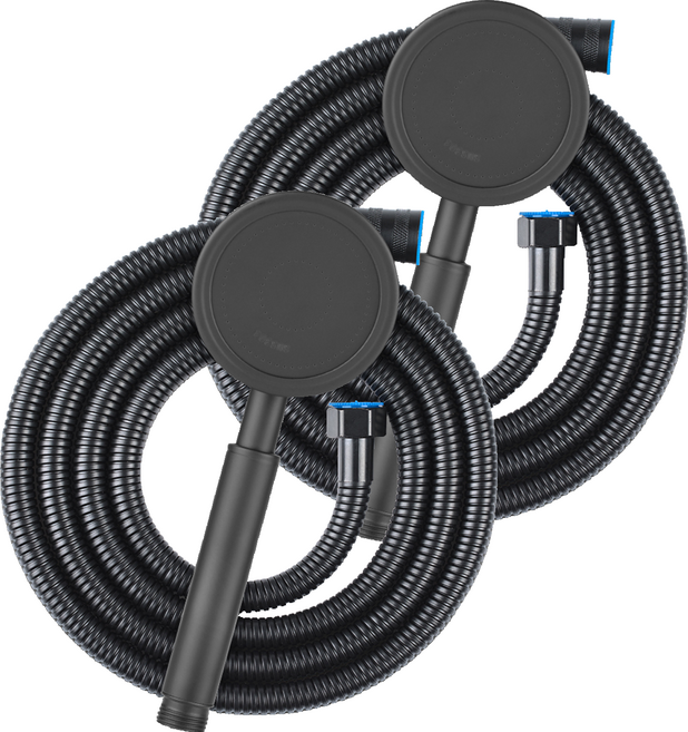 깔꼼샵 304스테인리스 샤워기 헤드 + 샤워기 호스 세트, 2개, 검정색