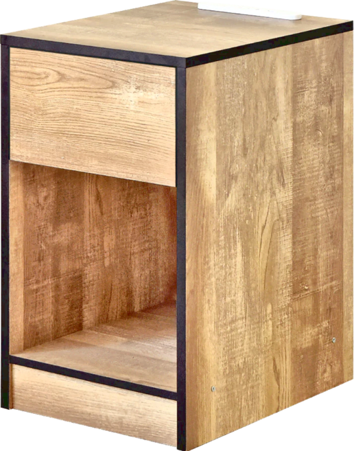 HOPMA 合馬家具 多功能插座單抽床頭櫃 B-M300NT-T 300 x 400 x 534mm 仿古木, 1個
