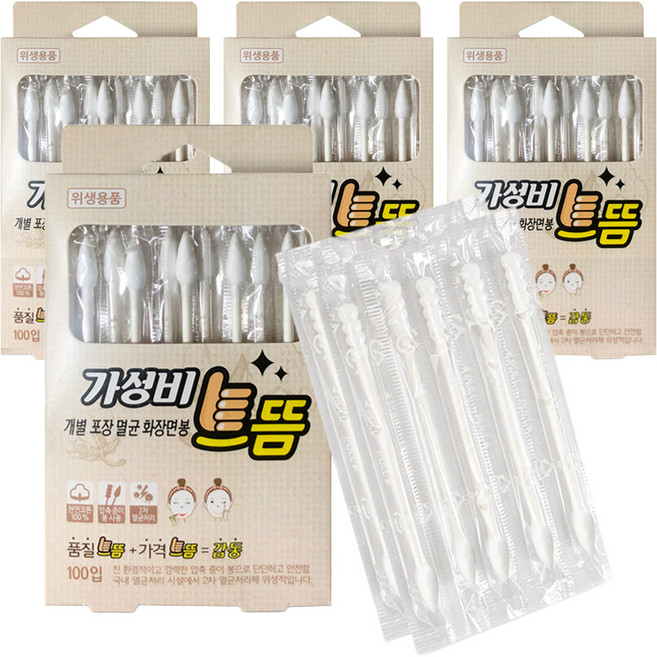 가성비으뜸 화장면봉, 100개입, 4개