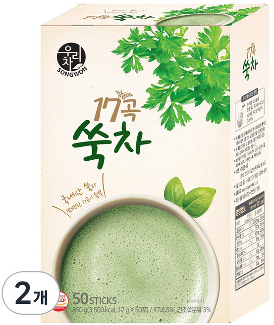 우리차 17곡쑥차, 17g, 50개입, 2개