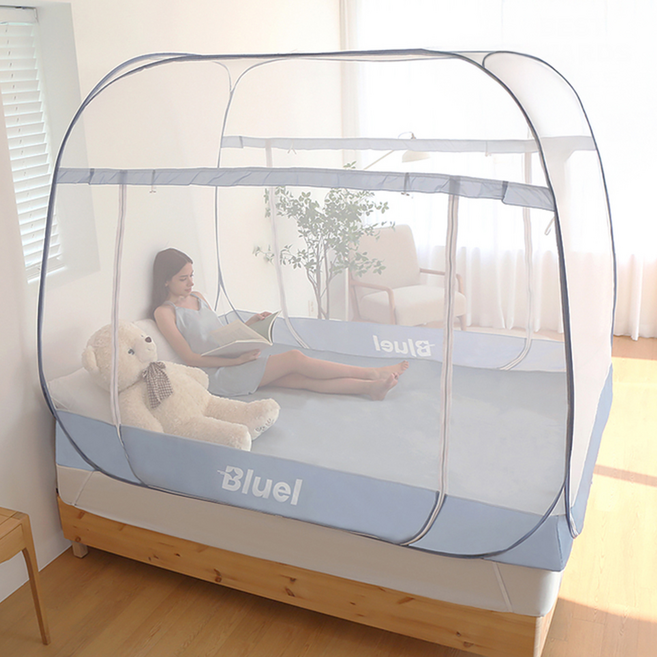 Bluel 免安裝雙門蚊帳, 藍灰色