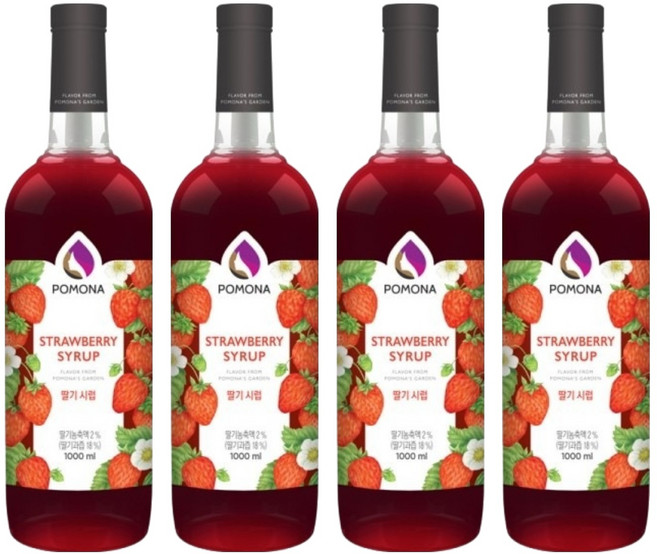 포모나 딸기 시럽, 4개, 1L