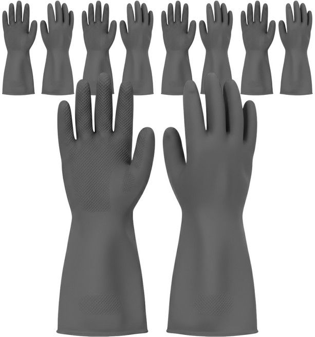 rubberlab 橡膠手套 手腕加長版, M(32 x 9.5cm), 灰色, 5雙